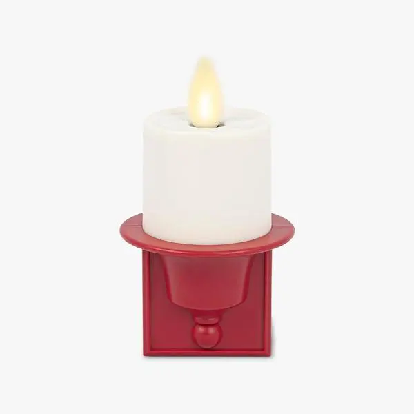 Luminara Flameless Candle Nightlight w/Dusk to Dawn Light Dark Auto Sensor, Red Wall Plug Indoor Night LED Light w/Real-Flame Effect Technology, Bathroom Bedroom Hallway, No Remote Needed