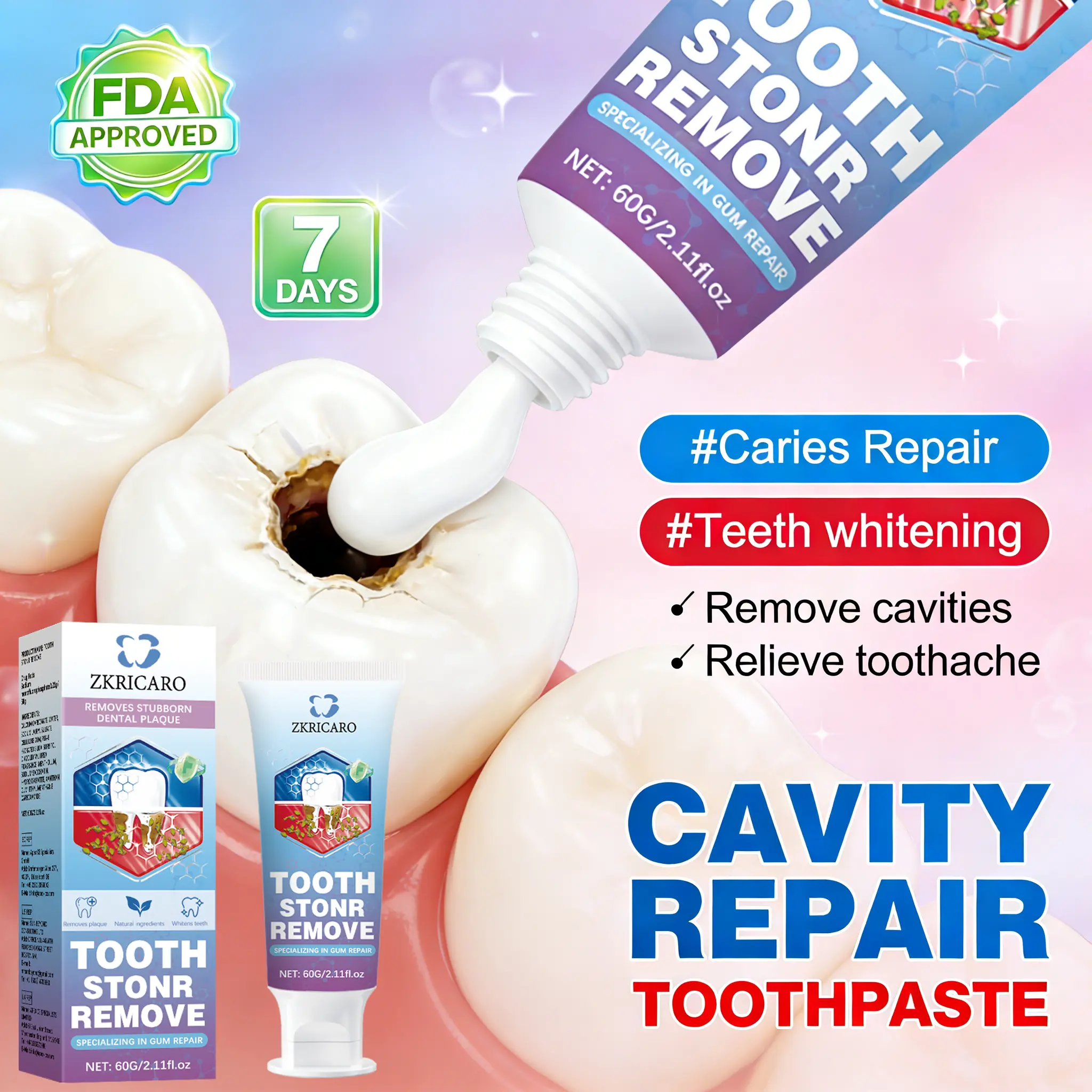 Icra Toothpaste ZKRICARO Anti-Cavity Repair Toothpaste FDA Approved for Cavity Repair ...