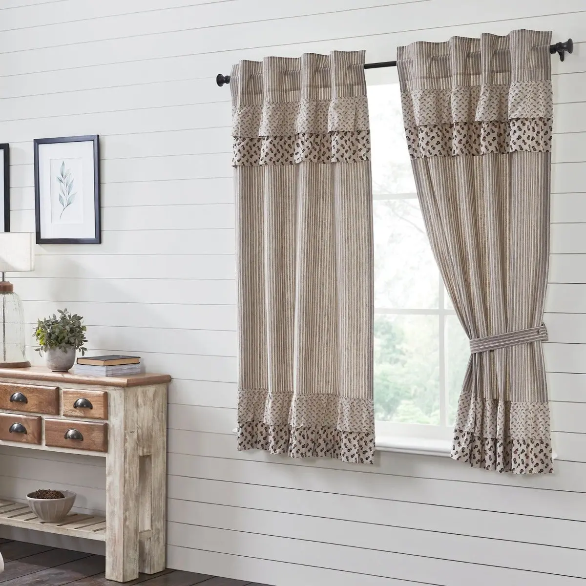 Fleurette Short Panel Curtains - 100 Cotton Ruffle, Farmhouse-Cottage Core, Small Window Curtains for Household Textiles Decor, Ruffle Curtains