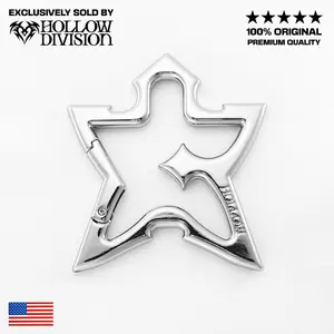 Hollow Star Keeper XL Carabiner - The Original Ninja Star Metal Keychain, Heavy Duty, Bold Design, Zinc Alloy, Perfect for Keys, Bags & Kingdom Streetwear Accessories