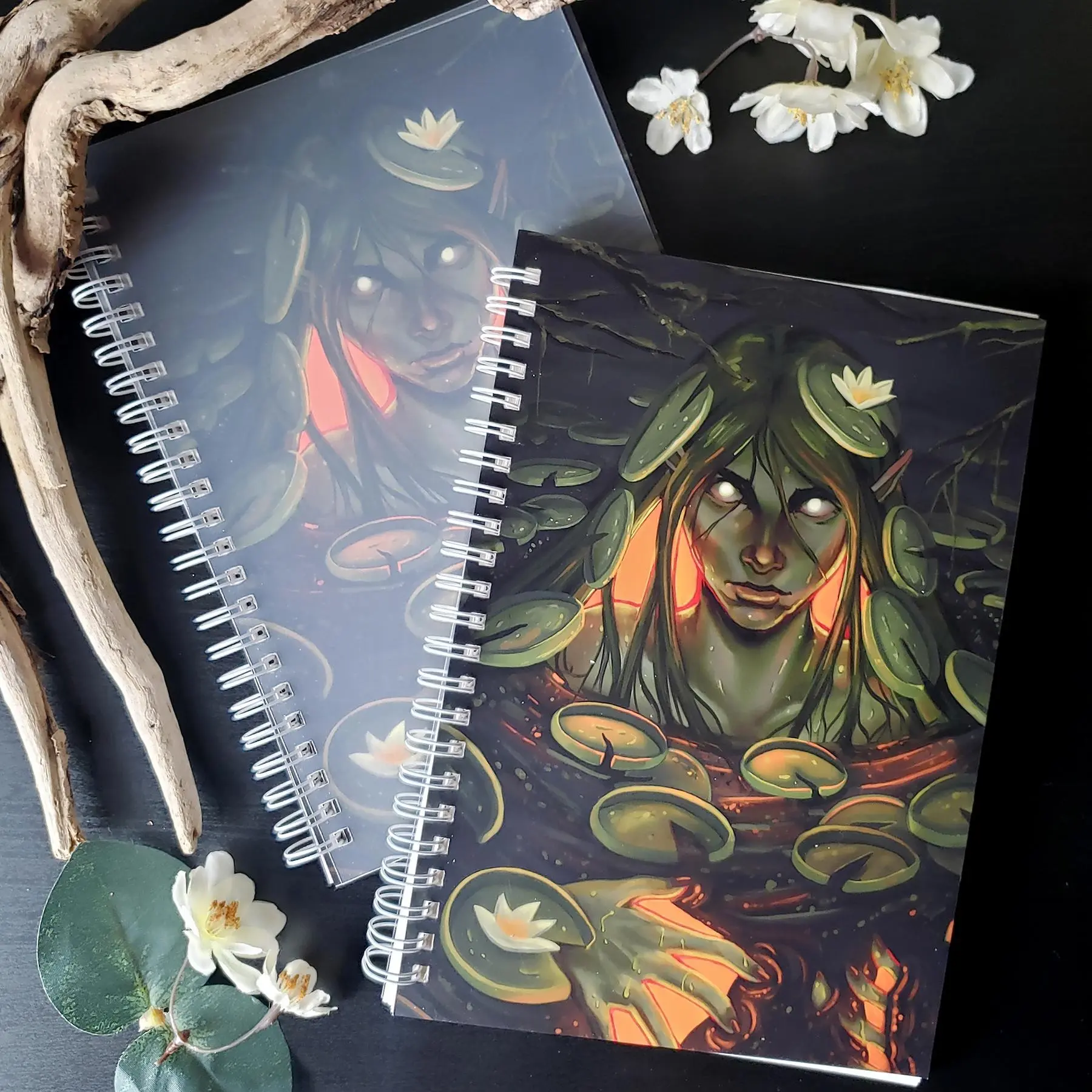Swamp Nymph Reusable Sticker Book, Paper and Plastic Sticker Album for Collector, A5 Blank Sticker Book, 50 Page Spiral Bound Sticker Organizer