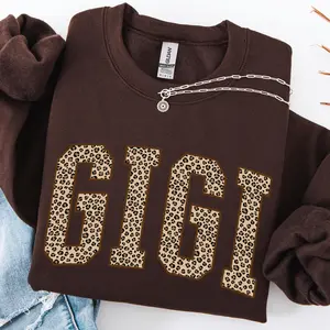 Leopard Gigi Sweatshirt, Gift for Leopard Print Lover Grandma, Retro Granny, Cozy Season Thanksgiving Gift for Gigi
