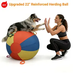 Upgraded 22" Reinforced Herding Ball for Large Dogs - Indestructible Dog Toys for Aggressive Chewers, Mental Enrichment Fetch Toy for German Shepherd, Golden Retriever, Border Collie - Heavy Duty Outdoor Race Ball