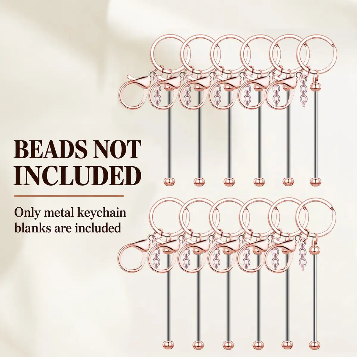 DIY Beadable Keychain Kit (24Pcs) - Blank Keychain Making Supplies with 3-Color Metal Key Rings (Silver, Rose Gold, Colorful) for Handmade Jewelry, DIY Gifts
