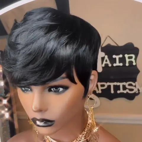 ShowRealHair 9149 Pixie Cut Wig Short Pixie Cut Wig Human Hair for Black Women Full Machine Made Wigs Short Pixie Cut Wig Human Hair for Black Women