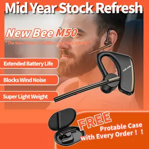 New bee Bluetooth Earpiece V5.2Headset 24Hrs Talktime CVC8.0 Dual Mic Noise Cancelling for iPhone/Android/Driver/Business/Office