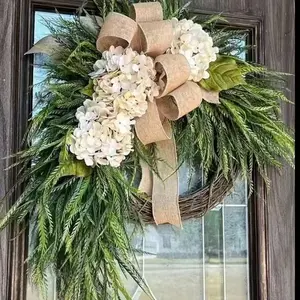 Cream Color Farmhouse Style Hydrangea Wreath Hanging Decor, Bohemian Country Wreath,#doorwreath #spotlightfinds #tiktokshopfinds #springtik #wreath #doordecor #frontdoordecor