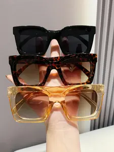 Women's Fashion Sunglasses Set, Burgundy Square Frame Design, Beach Style Accessory, Summer Trendy Eyewear, All-Season Wear