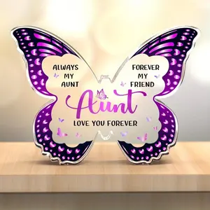 Butterfly Acrylic Plaque Gift for Aunt - From Niece/Nephew for Birthday, Mother's Day, Valentine's, Thanksgiving, Christmas & Anniversary Decorations Supplies Signs