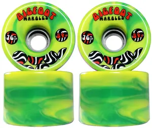 Bigfoot Longboard Wheels - 76mm Marble Swirl - Green/Yellow