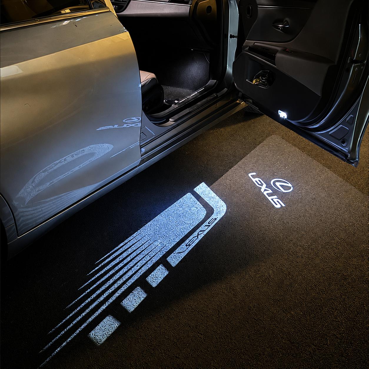 Vehicle-Specific Fit LED Car Door Projector Lights with Logo Patterns for Lexus ES, LS, UX (2019-2025), IS, RX300, RX200, LC - Front Doors Only, Courtesy Ground Upgrade