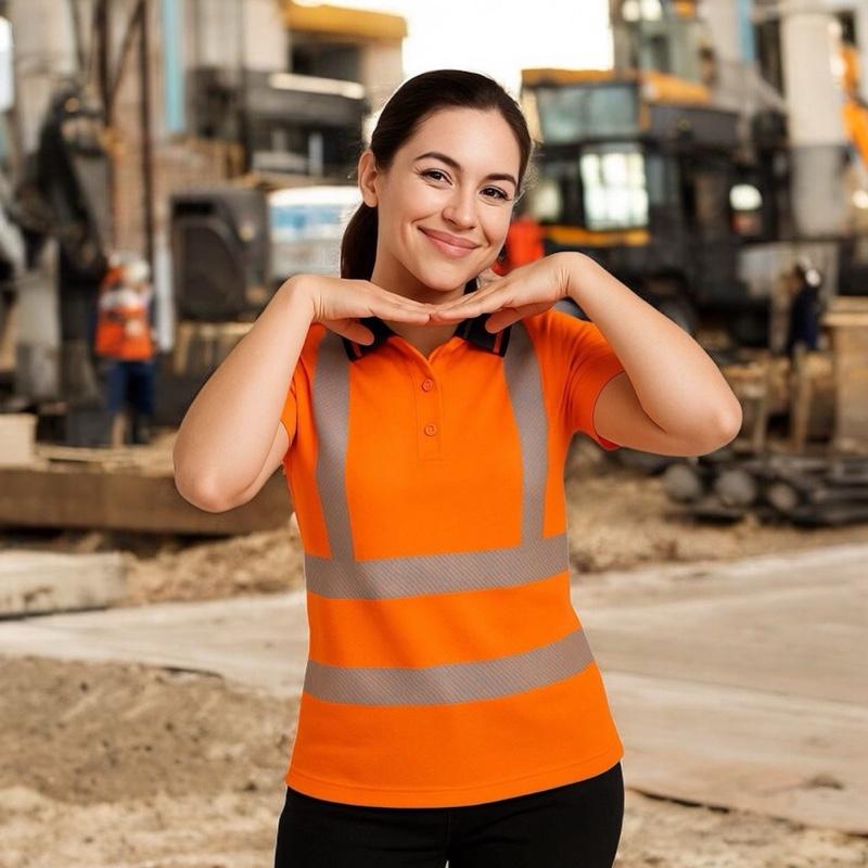 Portwest Hi-Vis Women's Cotton Comfort Pro Polo Shirt Short Sleeve with Reflective Stripes