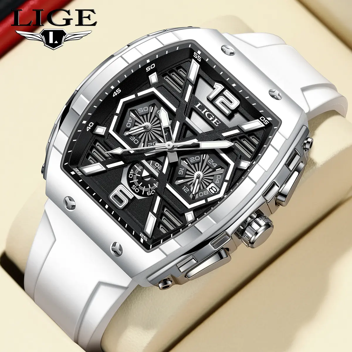 LIGE Men's Business Fashion Watches, Rugged Style Stainless Steel Quartz Chronograph for Sports, Luminous and Water Resistant, Rugged Look