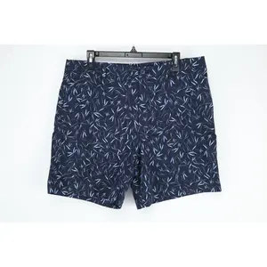 HUGO BOSS Karlos Men's Stylish Casual Menswear Clothes Shorts, Dark Blue Leaf Print, Size 34R