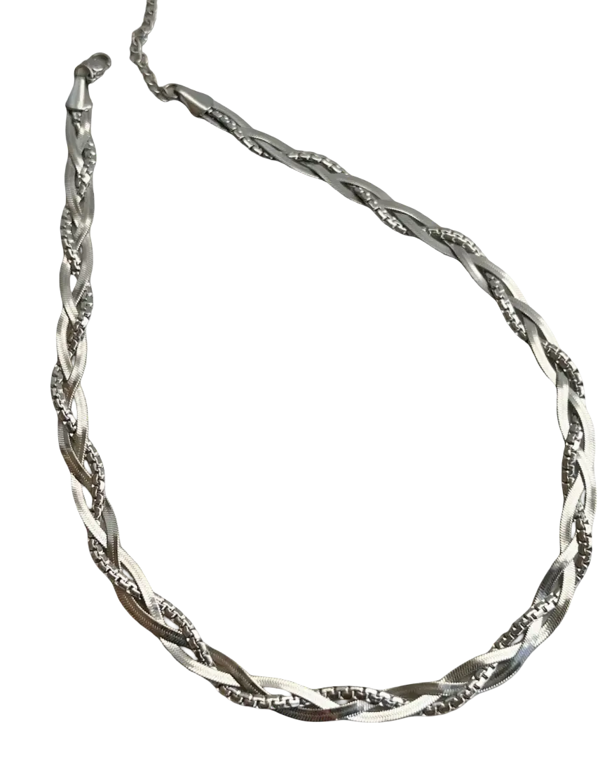 Stainless Steel Twisted Herringbone Necklace
