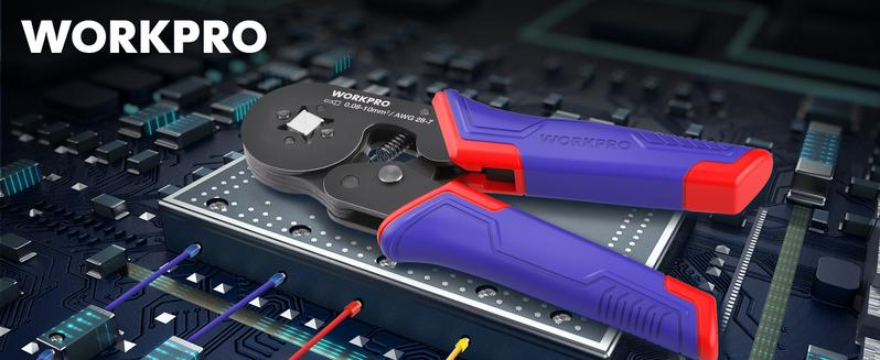 #JumpstartSale WORKPRO Ferrule Crimping Tool Kit, AWG 28-7 Self-adjustable Ratchet Wire Crimping Tool