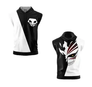 Ichigo Hollow Bleach sleeveless hoodie - Medium Fit, High-Performance Polyester, Breathable & Flexible, Anime Design, Eco-Friendly Inks, Unique Original Art
