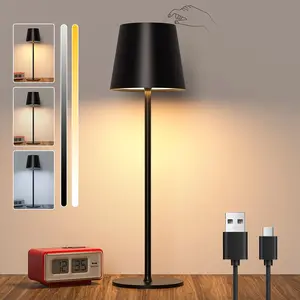 Cordless Table Lamps USB Rechargeable Lamp Three Colors Dimming Simplicity Desk Lamp Battery Operated with Touch For Bedroom Decor