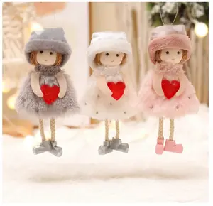 3 Pieces Valentine Hanging Angel Doll, Christmas Tree Door Wall Hanging Ornaments, Plush Doll Crafts Elves Pendants for Xmas Home Party Decoration