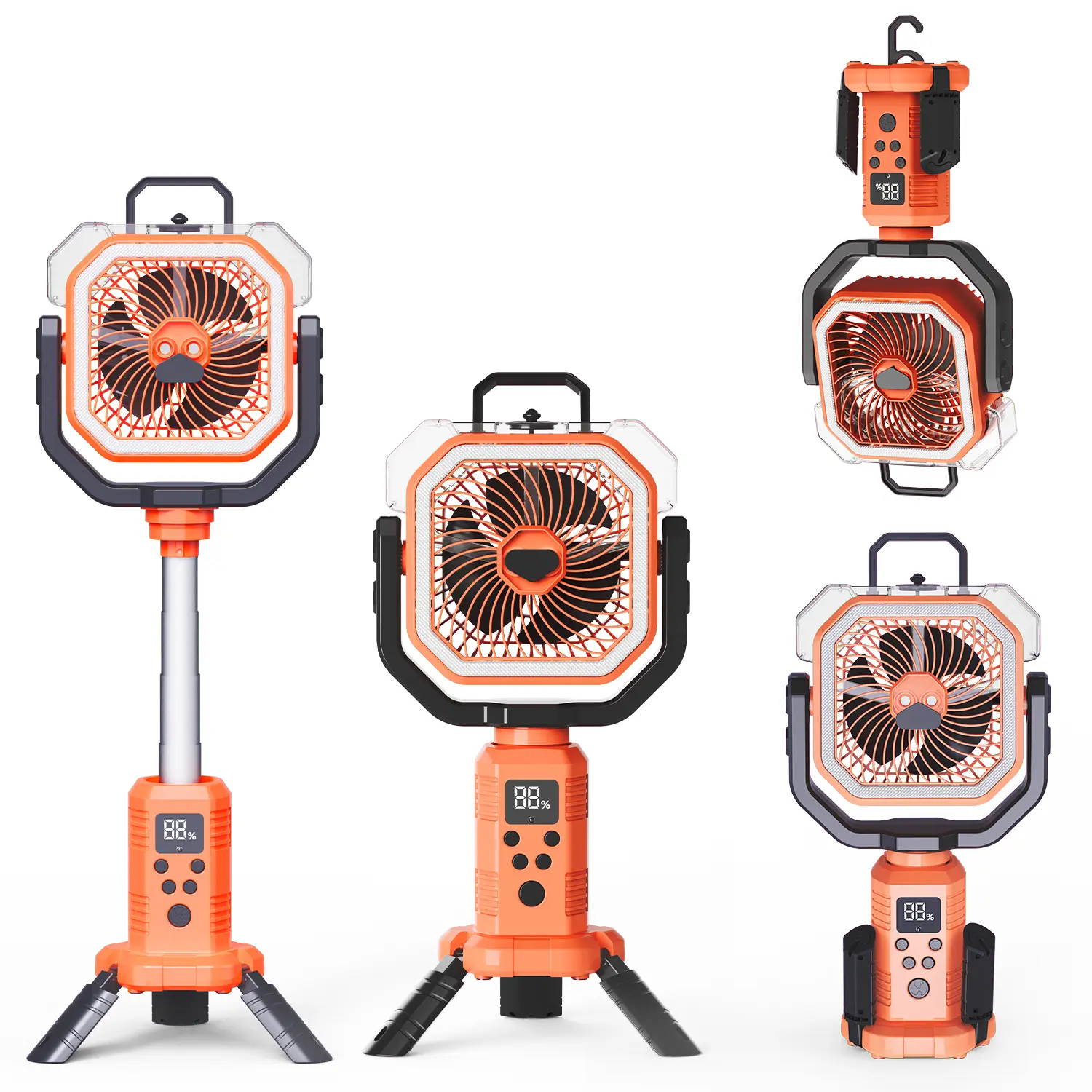 Camping misting fan with stand 20000mah rechargeable fan with mist LED light 400ml water tank oscillating portable outdoor fan for camping yard home