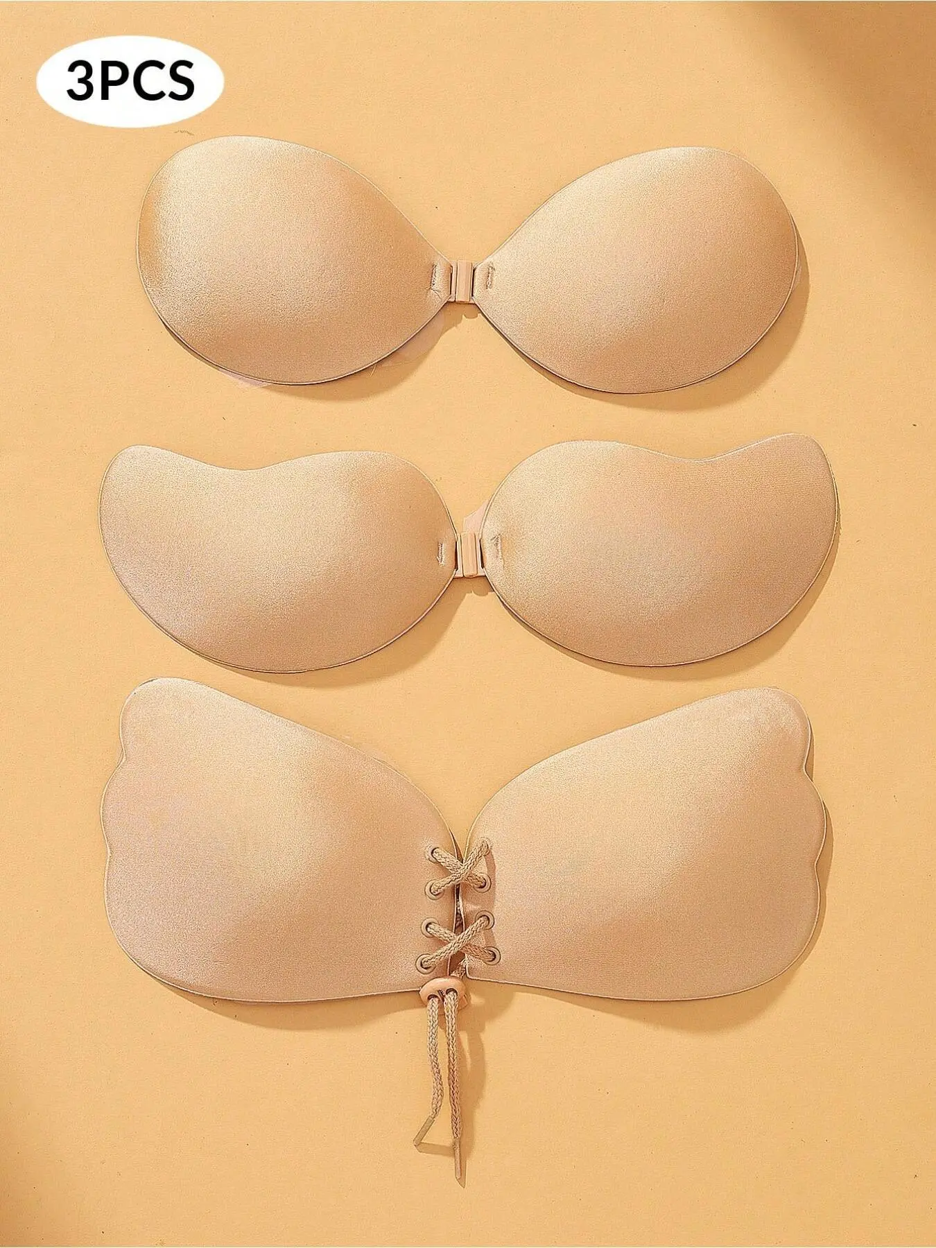3 pcs Of Push Up Adhesive Bras, Reusable.Strapless Front Clasp Invisible Nipple Stickers, Women's Underwear  Accessories, Womenswear