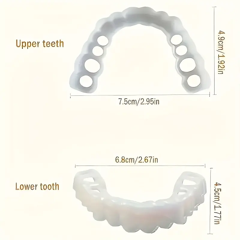 Stylish Dental Covers for Upper and Lower Teeth, Easy-to-Use Plastic Veneers for Instant Cosmetic Whitening and Straightening, Styling, Lower Teeth Alignment, Dentures, Upper + Lower