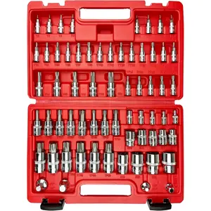 64 count 1/4,3/8&1/2" Master Torx Bit Socket Set and External Torx Socket Set,E4-E24,T6-T70,TT6-TT70,TP8-TP60,Adapters,S2 and Cr-V Steel