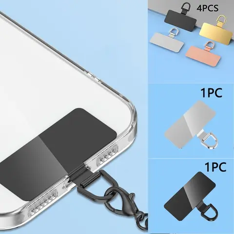 1/4 pcs Universal Metal Phone Lanyard Gasket Patch Durable Ultra Thin Cellphone Accessories Mobile Phone Sling Rope Card Clip Strap Hang Cord Tab Adjustable Phone Strap Cell Phone Accessories