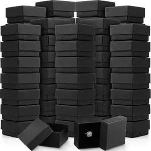120 count Small Ring Boxes Bulk 2 x 2 x 1.2 Inch  Cardboard   Boxes with Lids for Earrings Square Packing Versatile Occasions Birthday