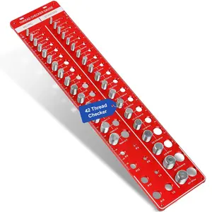 Nut and Bolt Thread Checker, 42 Bolt and Nut Sizer Thread Gauge 19 Standard and 15 Metric with 8 Drill Bit Guage, Wall-Mountable Bolt Size Finder, Screw Size Chart, Bolt Measuring Tool
