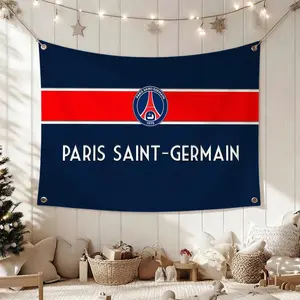 French Football Club Paris Saint-Germain Flags Cheerleading Hand Pulled Flag Multi Size Atmosphere Banner, Portable Outdoor Event Flag, Wall Backdrop & Wall Decor for Sports, Parties, Home and Room Decoration