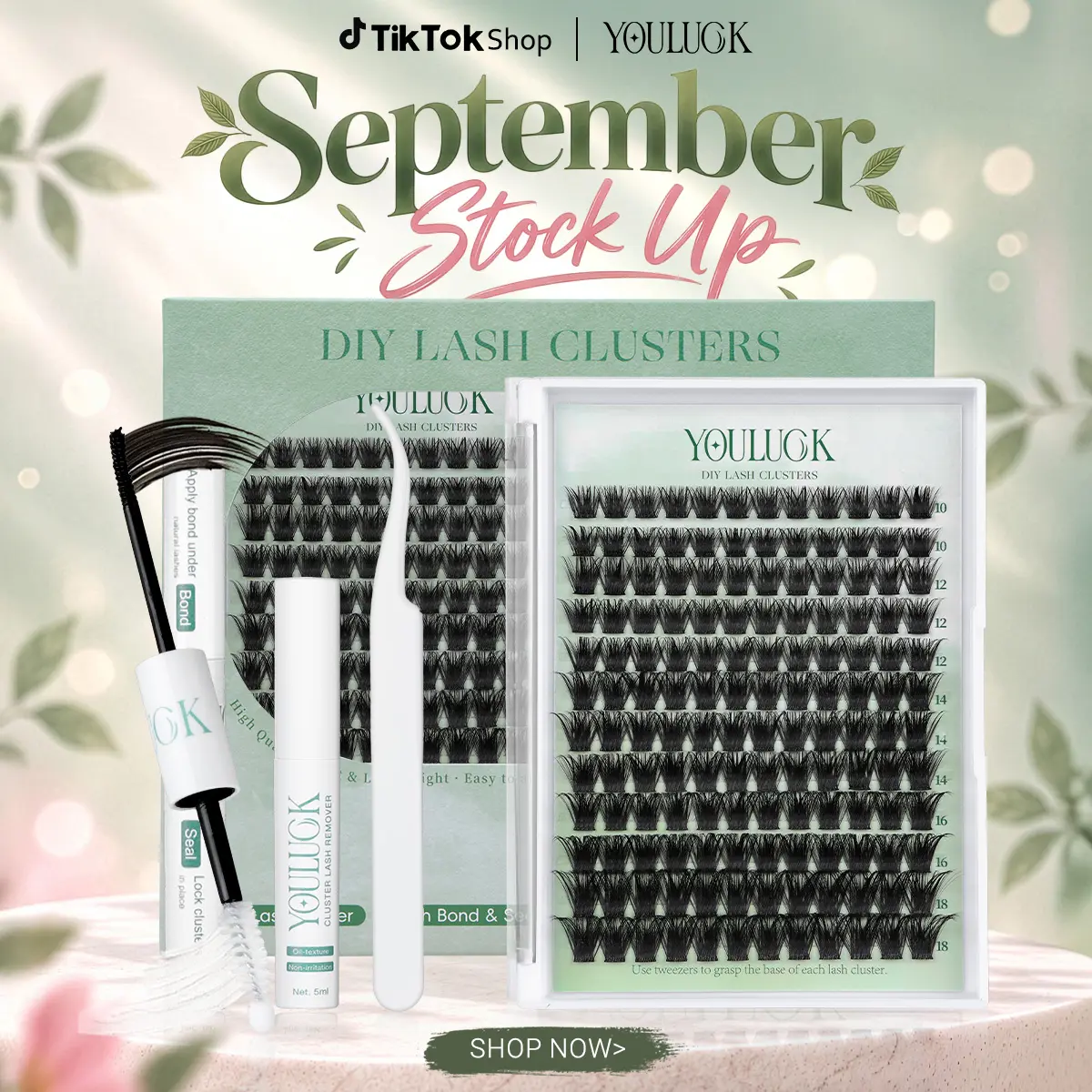 YOULUCK DIY Enchantress Lash Cluster Set - Lightweight False Eyelashes Clusters, Soft Fluffy Eyelash Extensions, Lash Glue Remover, Tweezer, Beginner-Friendly for Easy At-Home Eye Makeup, Beauty Product