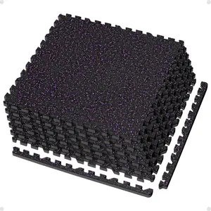 0.56in Thick 48 Sq Ft Exercise Equipment Mats, 12 Tiles Upgraded Rubber Top with High Density EVA Foam, Large Interlocking Puzzle Gym Flooring for Home Gym, Heavy Weight Workout, 24 x 24in summerwins