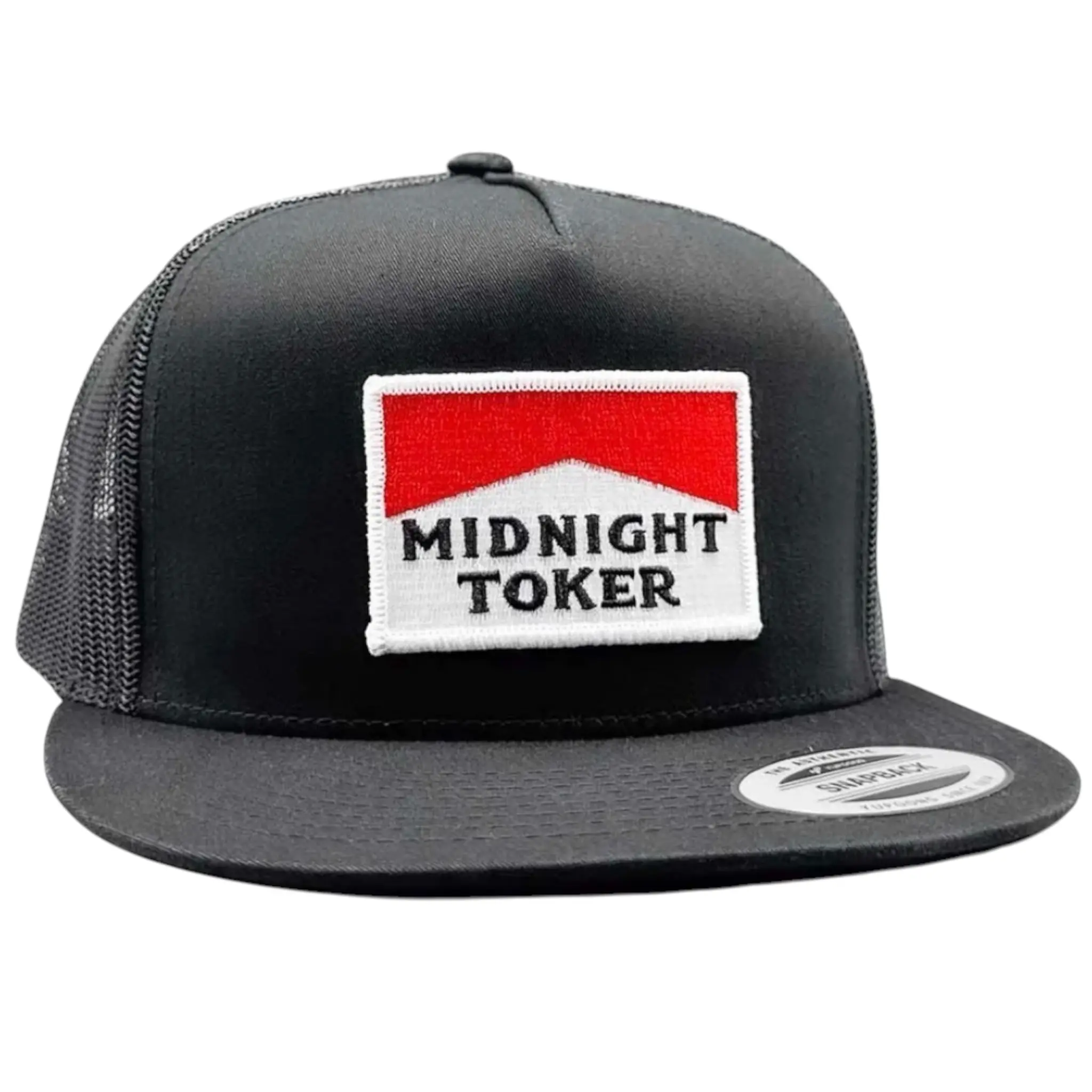 Midnight Toker Patch on Trucker Hat / Yupoong 6006 Classic Snapback Cap