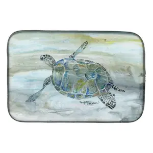 212 MAIN Sea Turtle Watercolor Decorative Rectangular Dish Drying Mat, 14x21 in Kitchenware, Tableware for Home Kitchen Use