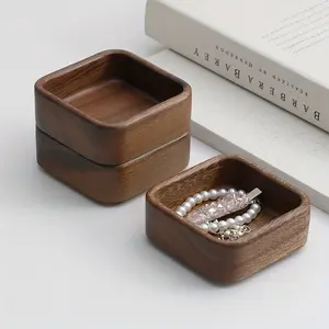 A Versatile Wooden Storage Unit for Individuals, Featuring a Walnut Jewelry Organizer with a Stackable Design. Ideal for Use in The Bedroom, on a Desktop, in a Drawer, Or at an Office Desk Wooden Storage Box