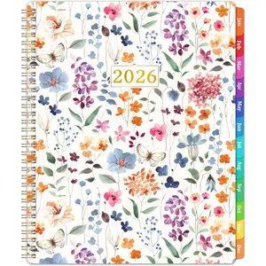 2026 Planner - Planner 2026, Jan. 2026 - Dec. 2026, 11" x 8.5", 2026 Planner Weekly and Monthly, 2026 Calendar Planner, Colorful Tabs,  Pocket, Holidays, -Wire Binding