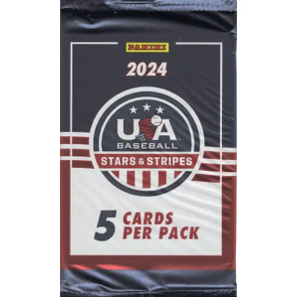 2024 Panini Stars & Stripes America Baseball H2 Trading Card Pack - 5 Cards, Exclusive Parallels, Gold, Jumbo Patches, National Team Development Programs, Platinum, USA Materials (Baseball & Softball Collectible)