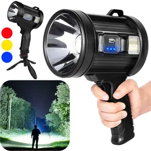 Spotlight, 990000 Lumens Led Spot Lights Handheld Large Flashlight Super Bright Outdoor Solar Spotlights Searchlight with Cob Light, 3 Modes, IPX5 Waterproof