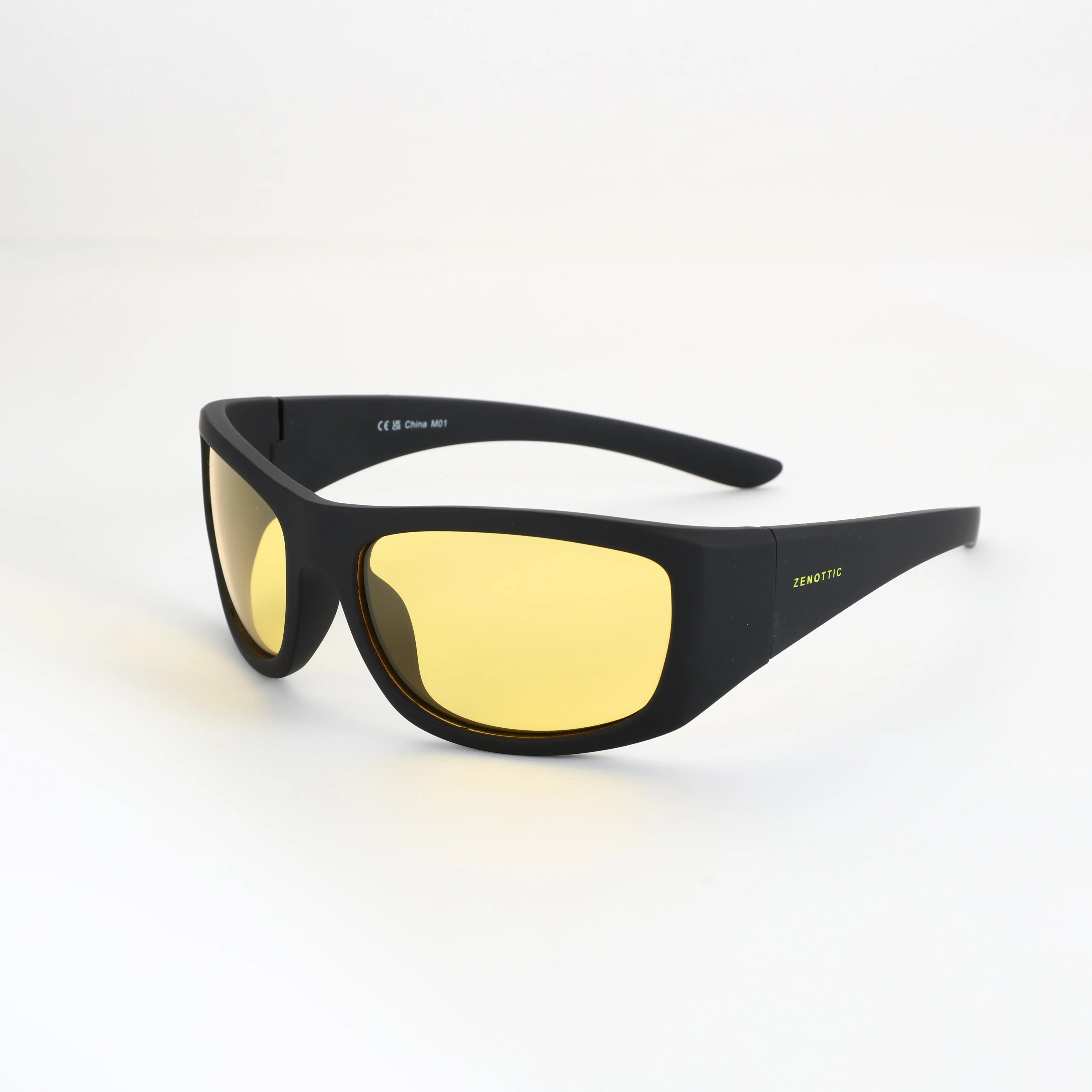 ZENOTTIC Men's Windproof Sports Sunglasses, Lightweight Silicone Safety Eyewear with Night Vision & Broad Spectrum UV Protection for Cycling, One Size