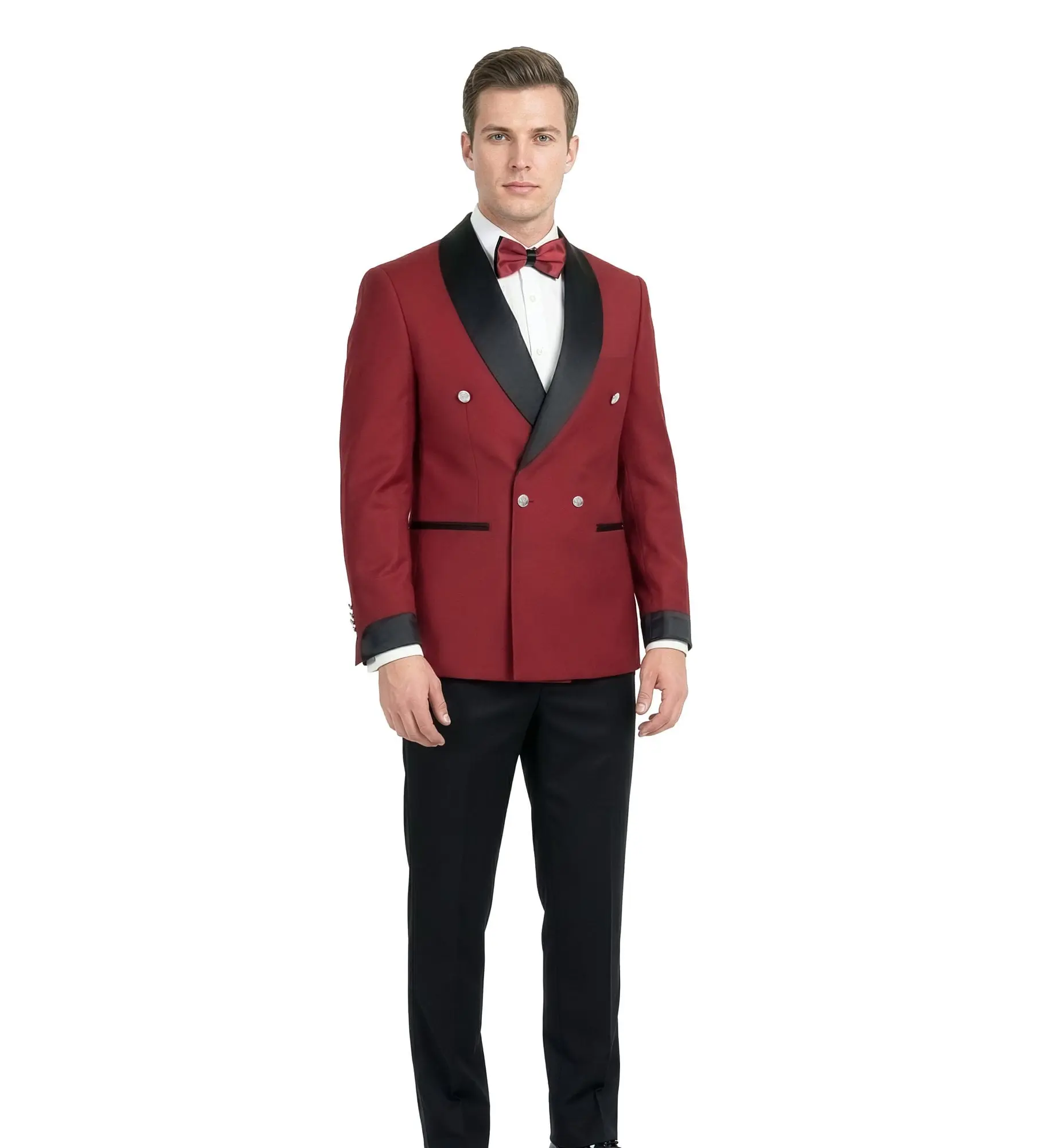Burgundy Double-Breasted Tuxedo | Prom Formal Wine
