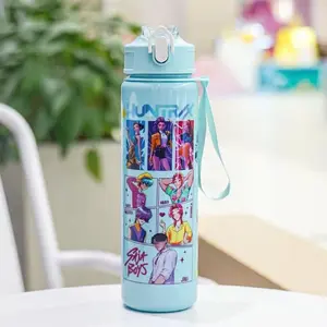 High-Value Portable Kids Outdoor Cartoon Straw Space Plastic Water Cup Bottle, Unisex Drinkware, Durable & Stylish Design, Leakproof Water Bottle