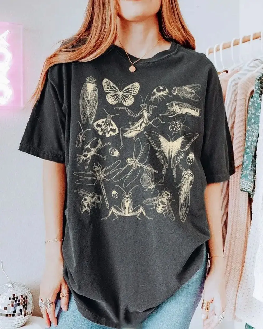 Vintage Insect Graphic Tee 90s Aesthetic Entomology Shirt Retro Tattoo Inspired Bug Tshirt Dark Cottagecore Clothes Goblincore Clothing