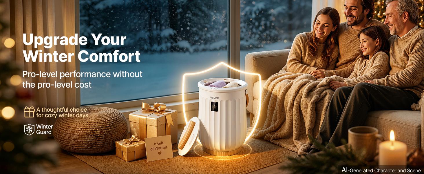 VEVOR Towel Warmers for Bathroom 20L Heated Towel Bucket with LED Display, Rapid Heating, 4 Adjustable Timer, Wood Handle, Auto Shut Off, Fits Oversized Towels, Blankets, Bathrobes, for Women, White#BacktoSchool