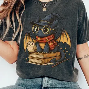 Toothless Shirt ,Vintage Night Dragon Book Shirt, Fantasy Creature Graphic Tee, Retro Reading Lover Gift, Washed Unisex Flight Fan Aesthetic T-Shirt