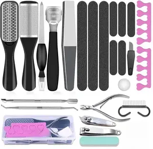 Pedicure Tools for Feet, 25 in 1 Foot Scrubber Manicure Kit for Women Men, Stainless Steel Foot File Foot SPA, Professional Callus Remover Skin Tag, Included Nail Toenail Clipper File Foot Rasp