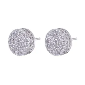 11mm Round Pave Set Stud Earrings
