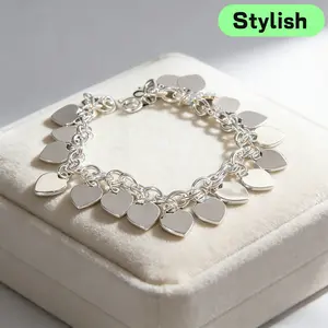 Minimalist Luxury Bracelet Shining OT buckle paired with dainty heart-shaped pendant, effortlessly capture the sweet cool lady aesthetic