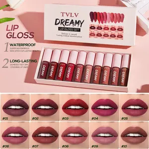 Tvlv10 Matte Dream Lip Gloss Set, Waterproof Long-Lasting, Non-Fading, Velvet Water-Resistant Matt Finish, Multi-Color Series, Adult Makeup Gift Box