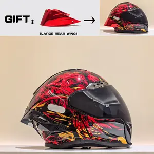 Nbtk Brand Full-Face Motorcycle Helmet, A cool big spoiler as a gift.ECE Safety Certification.Abs Material with Eps Padding, Adjustable Ventilation, UV Protection, Unisex, 3C & Dot Certified